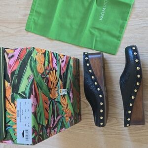 FARM Rio Black Embossed Wedge Clog